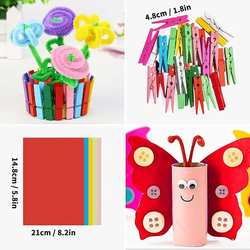 Bâtons en peluche/pompons coloré bricolage Art artisanat enfants Kit de fournitures créatives pour les activités scolaires à la main enfants Montessori jouets 220428