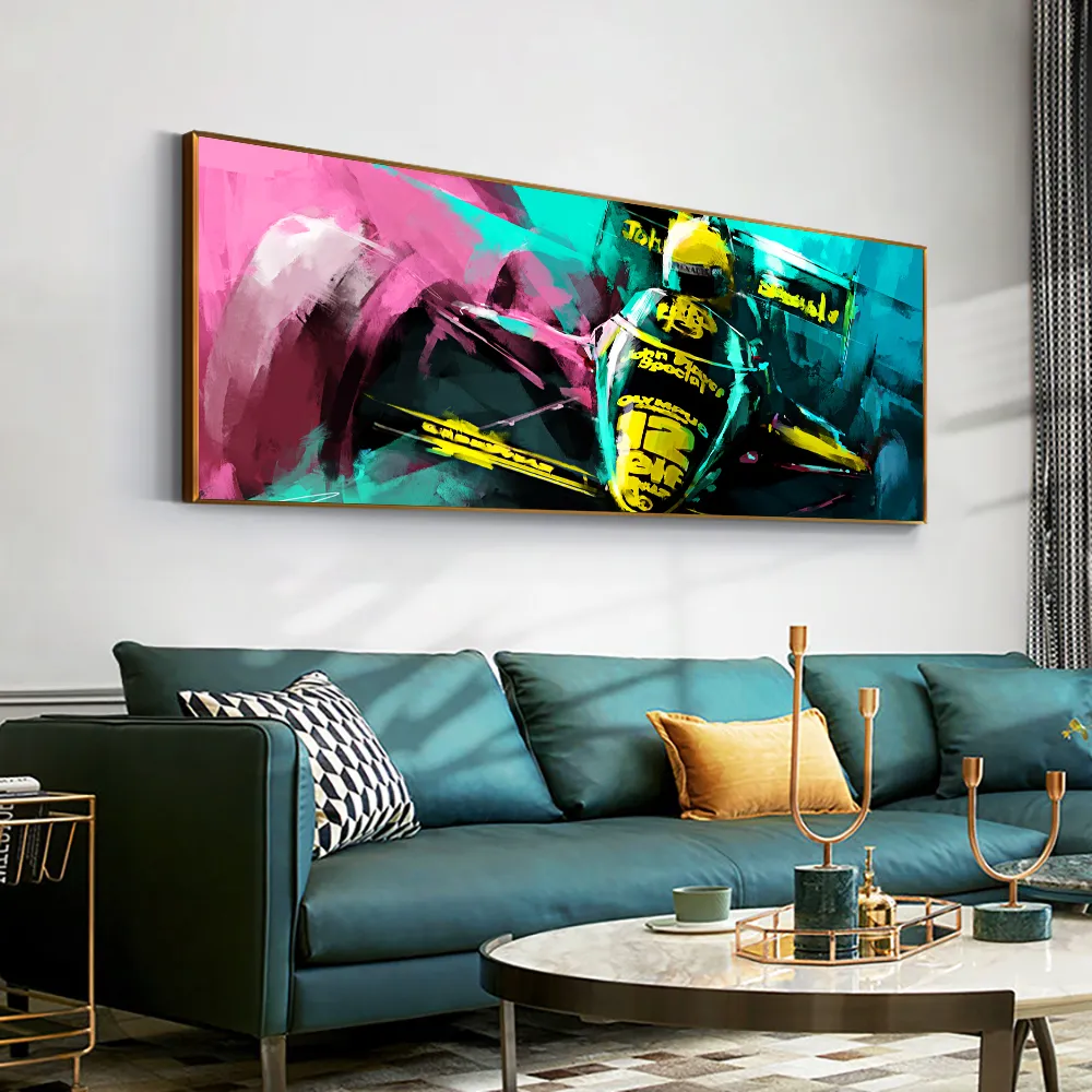 F1 Racing Canvas Painting Colored Pink Green Posters Wall Art Pictures Graffiti Print for Boys Room Home Decor Cuadros