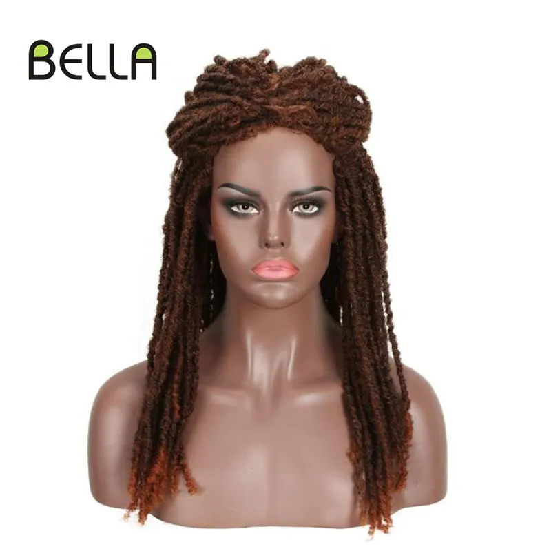 Bella syntetisk peruk för svarta kvinnor 22quot virkade flätor Jumbo Dread faux locs Långt afro dreadlock hårflätning 2204095281078