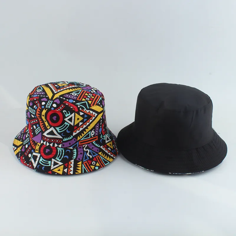 Hommes femmes pêcheurs chapeau vintage imprimé panama chapeau seau réversible bob chapeau femme rétro hip hop caporros 220506