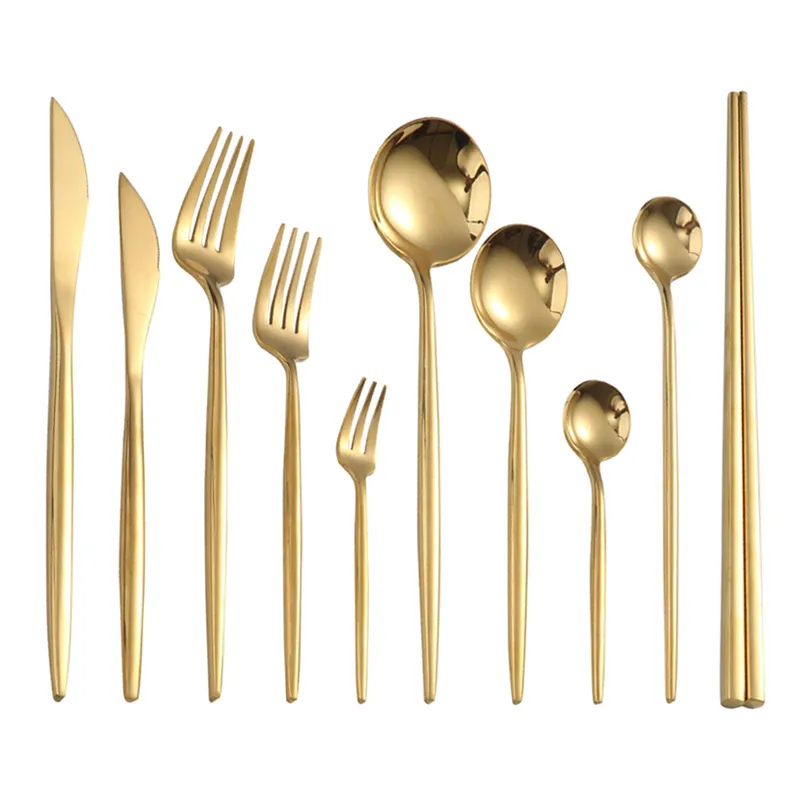 Dinnerware Sets Gold Cutlery Forks Spoons Knives Tableware Steel Stainless Spoon Knife Fork Custom 220922