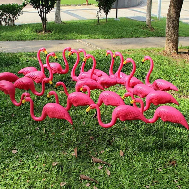 Wystrój ogrodnictwa sztuczny flamingo na świeżym powietrzu Garden Dekoracja ślubna różowa czerwonna willa za 220721