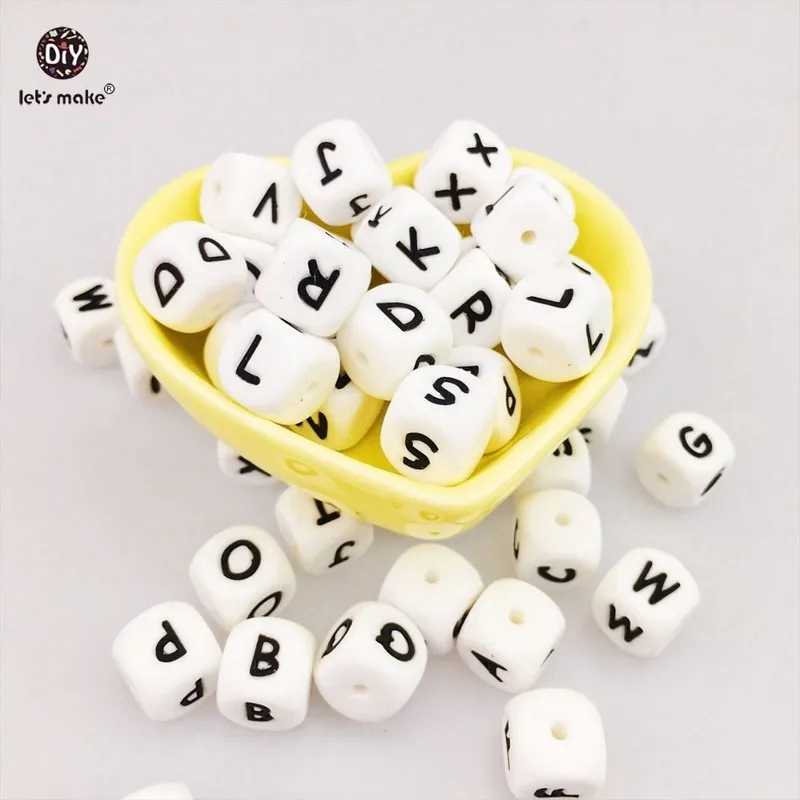 Silicone Beads Alphabet Letter Food Grade For Teething Necklace In 26 Letters BPA Free Silicone Letter Teether Let's Make 220507