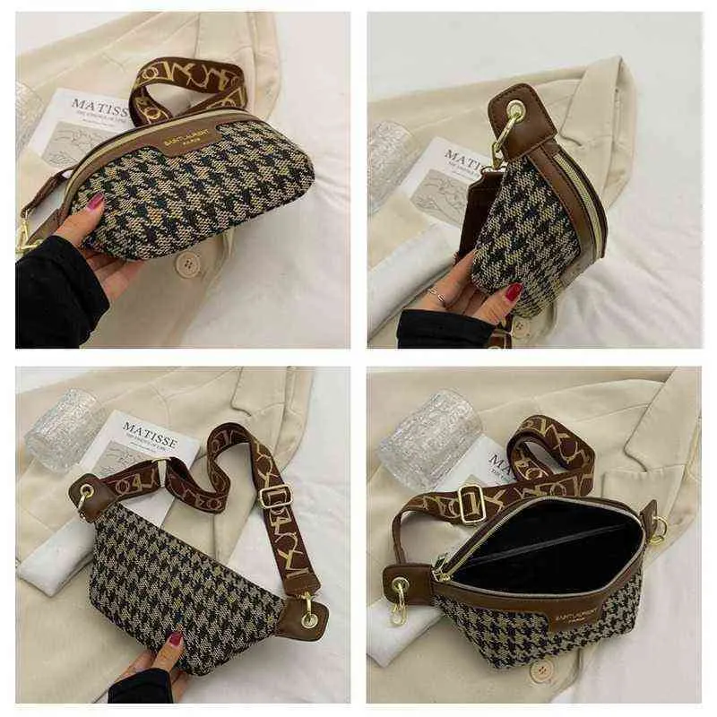 Houndstooth Plaid Femmes Sac de taille Toivas et PU PAP FEMME FEMANS FANNY GADES LIGNE LIGNE CROSSBOCME CORST THORD TENDENDE BRAND 2205272160