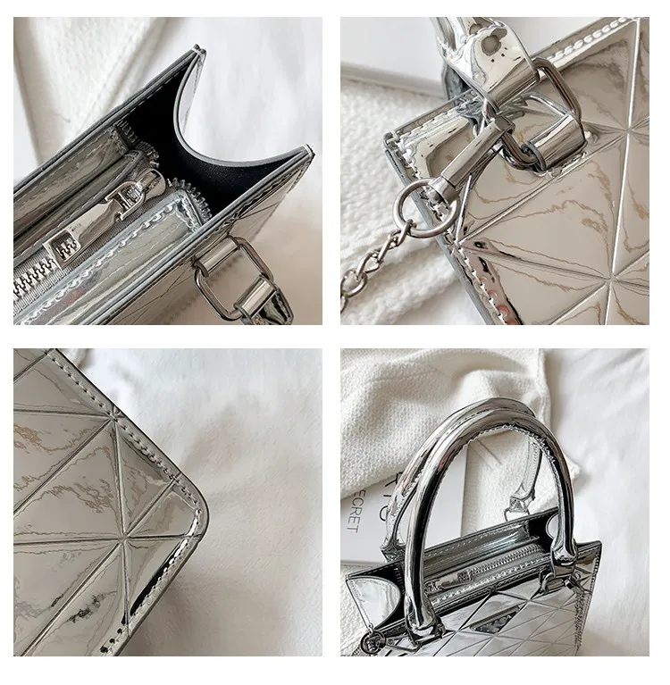 Marka Wszech-Match Western Mirror Torba nowa modna modna torba posłańca Patent skórzany błyszcząca diamentowa torba pojedyncza