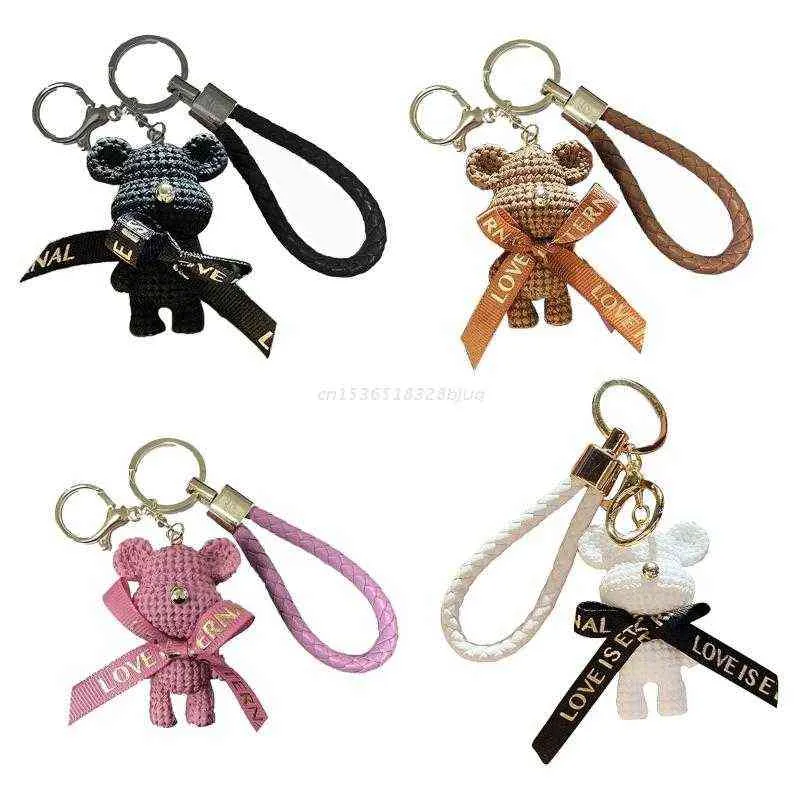 Key Chain Rope Woven Leather Bear Diy Cute Cartoon Animal Doll Direct