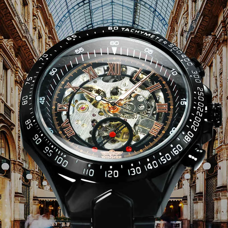 Gagnant Gold Skeleton Watch for Men Automatic Watch Men 2020 Top Brand Luxury Sport Mécanique Clock Stainls Steel Relogio Gen7475305