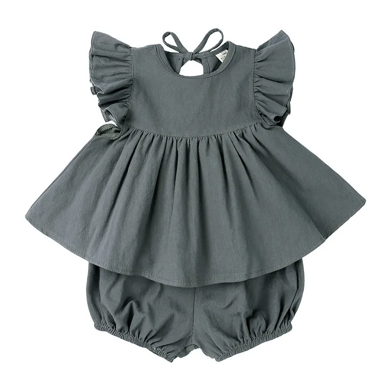 Baby Girls Clothing Sets Cute born Baby Girls Fly Sleeve Tops +Shorts Outfits Princess Girls Summer Holiday Clothing 220425