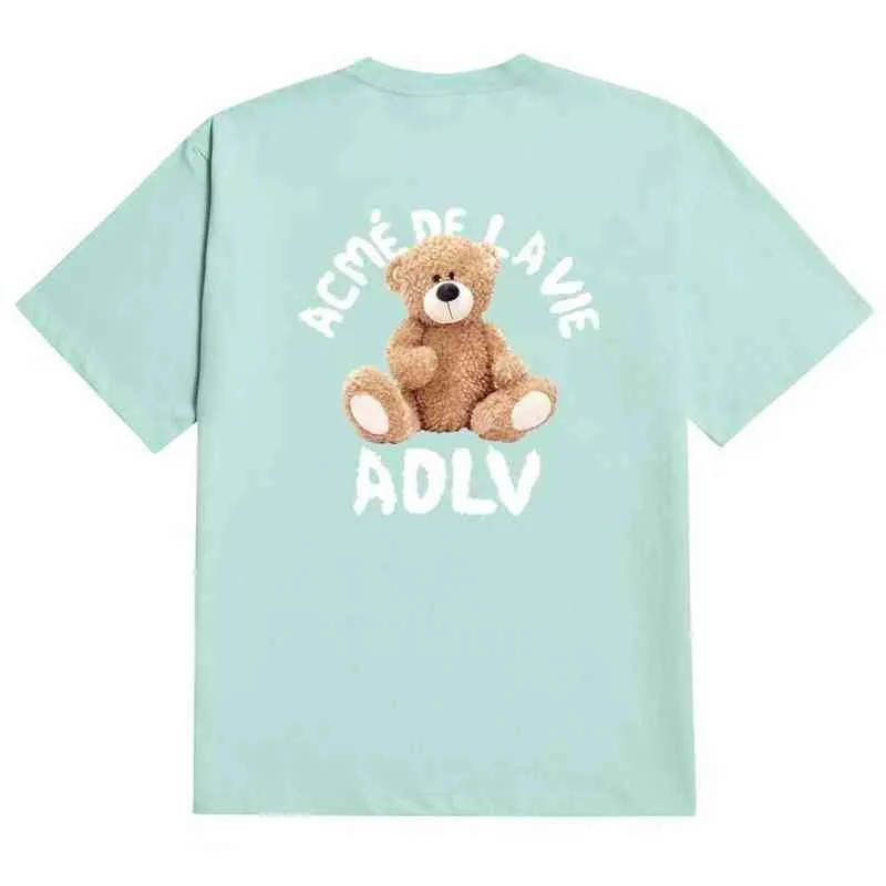 Marca de moda adlv adlv nova camiseta de ursinho de pelúcia para amantes soltos manga curta unissex 7 camisetas de moda t para homens tshirts marcas