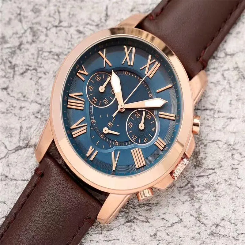 Mode Einfache Marke Uhr Männer Multifunktions stil lederband quarz armbanduhren Kleine zifferblätter männer uhren