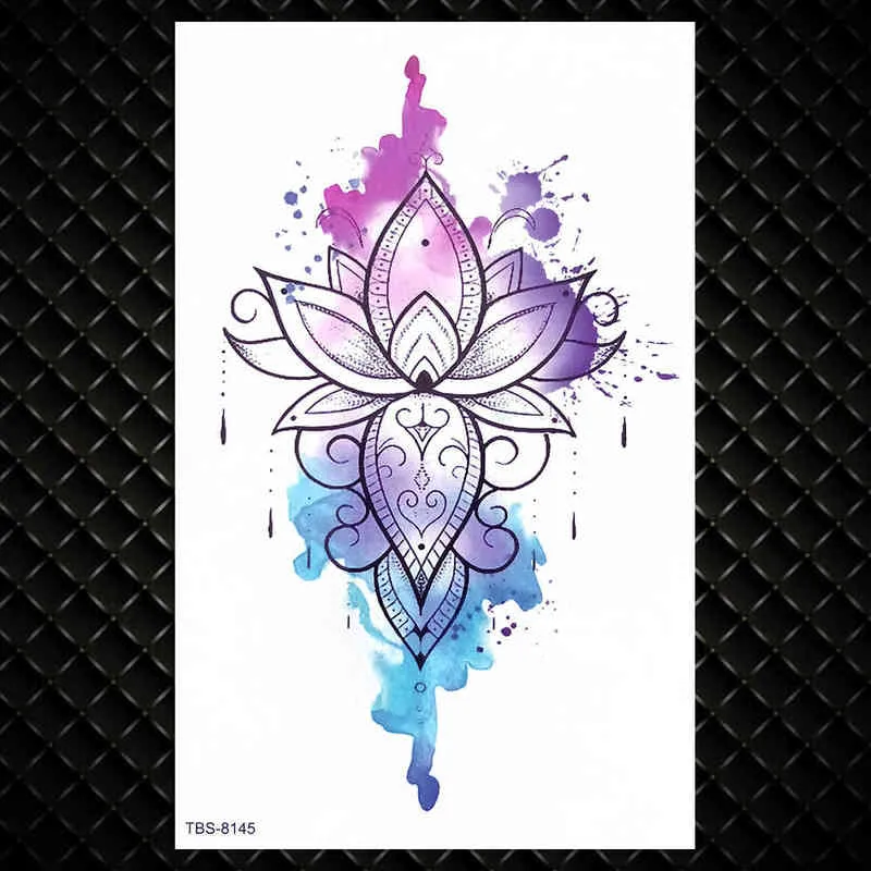 NXY Tijdelijke Tattoo Aquarel Lotus Fake S voor Dames DIY Mandala Henna Rose Bloem Borst Hand Waterdichte Hangers Tatoo 0330