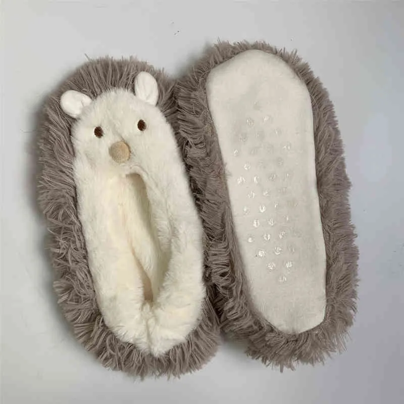 Hedgehog House Slipper Womens Winter Shoes Contton Plush Anti Skid Grip Indoor Home Fluffy Funny Cute Kawaii Female Shoes Glides G220730