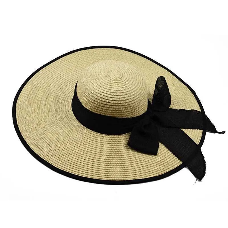 الصيف المرأة الكبيرة واسعة بريم شاطئ القش مرنة الشمس كتلة uv حماية قبعة بوهيميا كاب