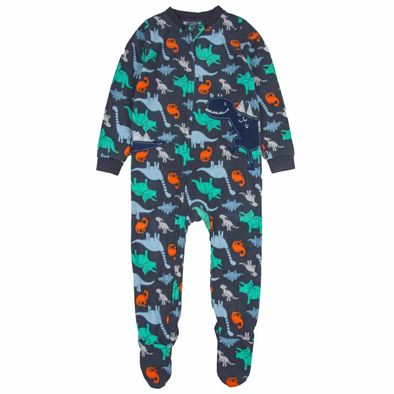 Детский флисовый комбинезон для мальчиков и девочек с теплыми пижамами на весну, осень и зиму 220426