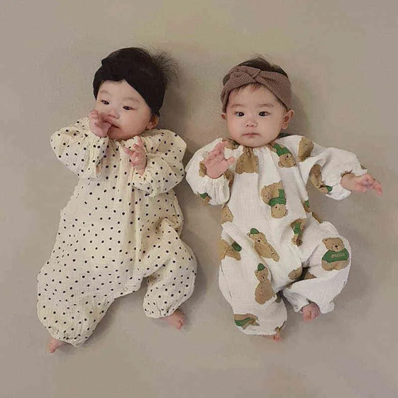 Infant Spring and Autumn Long-sleeved Cute Jumpsuit Baby Loose and Casual Korean Style Romper Baby Clothes G220509