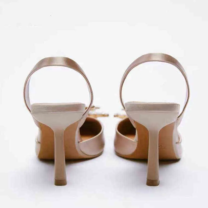 ZARZ 2022 Summer New Antestone Single Shoes Women Women Brethable Fashion Loyed High Heels Sexy Stiletto Muller Sandals насосы G220527