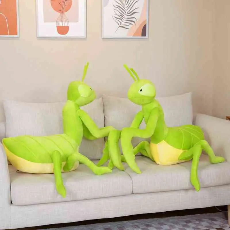 PC CM Simulação Praying Mantis Plushie Toy Kawaii Insect Dolls recheados Pillow da vida real Pillow Animal Creative Presente J220704