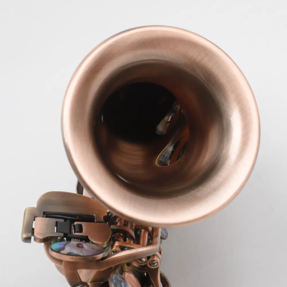 Retro B-flat professional curved soprano saxophone antique brushed copper material professional-grade tone SAX instrument