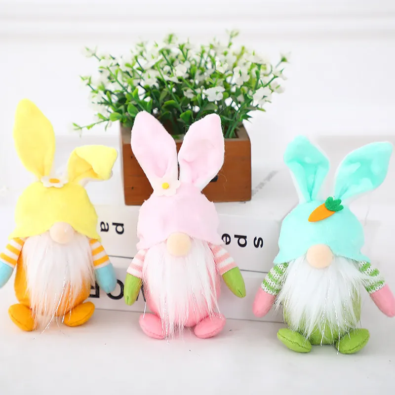 Easter Decor Faceless Gnome Rabbit Doll Elf Dwarf Plush Bunny Hanging Ornaments Party Spring Home Decorations Kids Gifts 220815