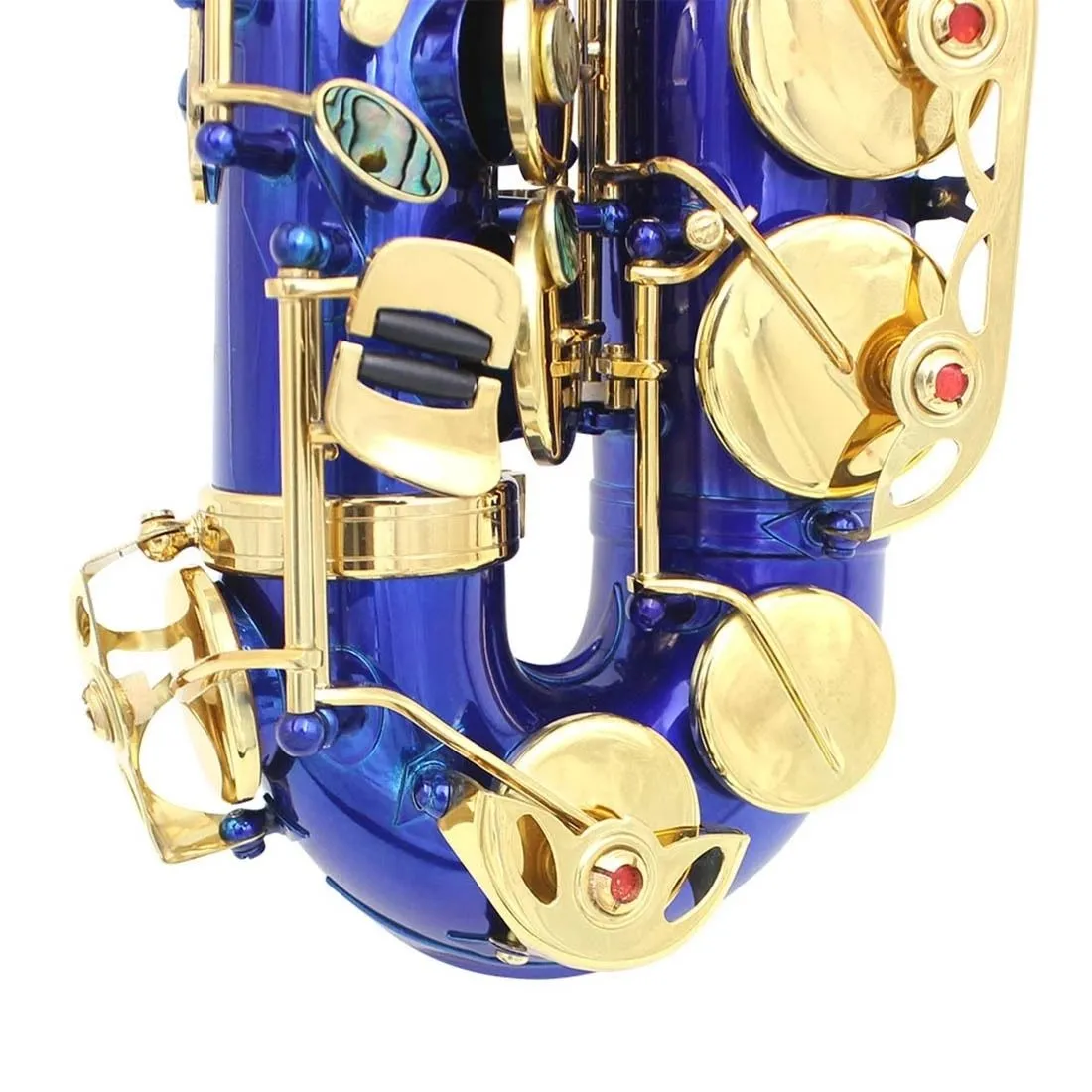 Wysokiej jakości E Flat Professional Alto Saksofon czarny/niebieski/czerwony mosiądz Gold Professional Tone Sax Performance Instrument