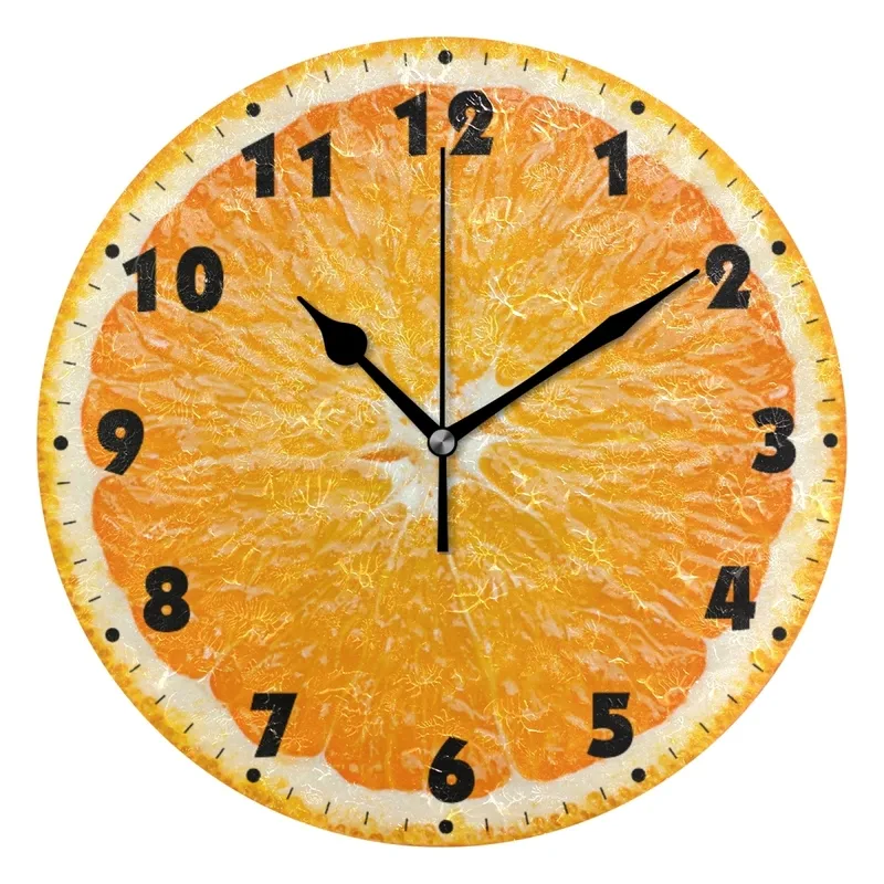 Creative fruits tropicaux rond horloge murale silencieux suspendu montre pour cuisine salon décor à la maison pas de tic-tac accepter personnalisé 220707