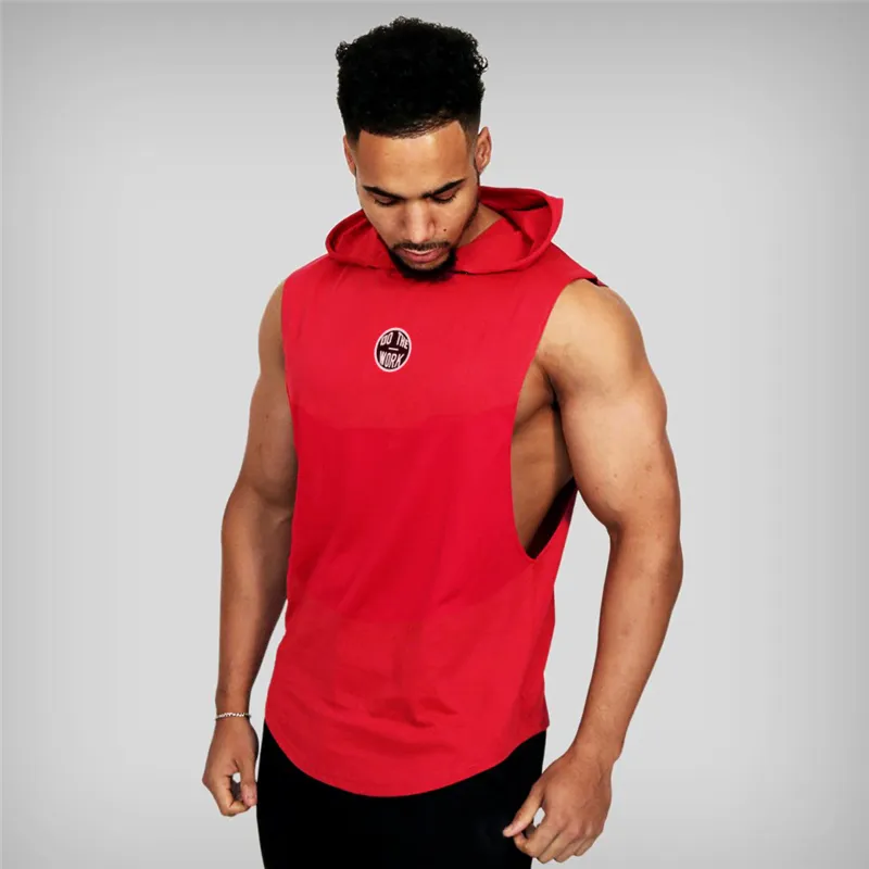 Muscleguys Brand Hooded Gym Clothing Mens Cotton Sport Sweatshirt Fitness Vest Bodybuilding Tank Top Men Muscle Sleeveless Shirt 220621