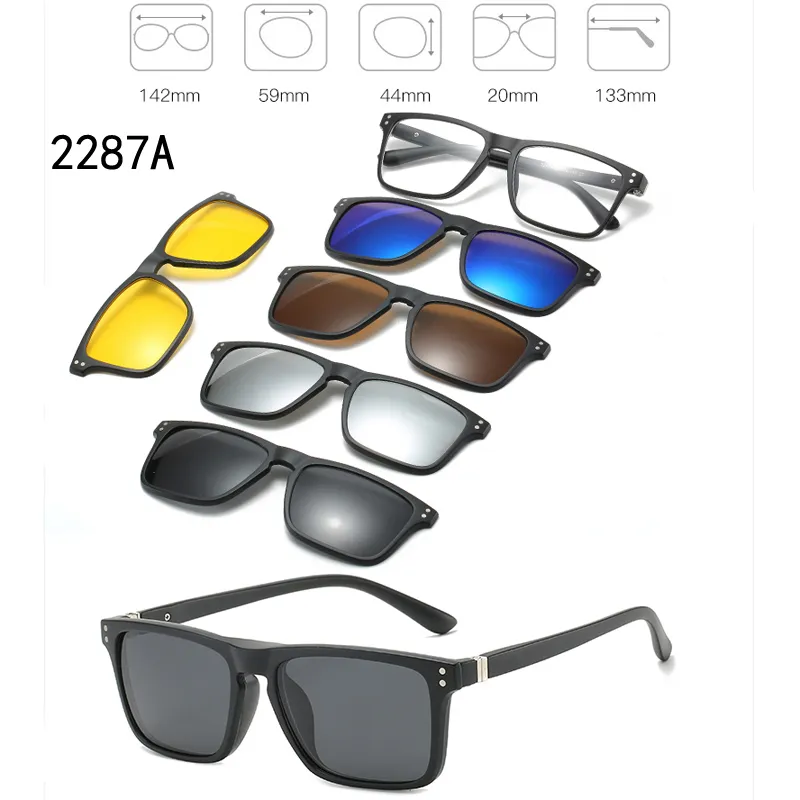 5 en 1 Hombres personalizados Mujeres Polarizadas Gafas de sol ópticas ópticas Clip Magnet Clip en gafas de sol Clip en Gafas de sol 220611