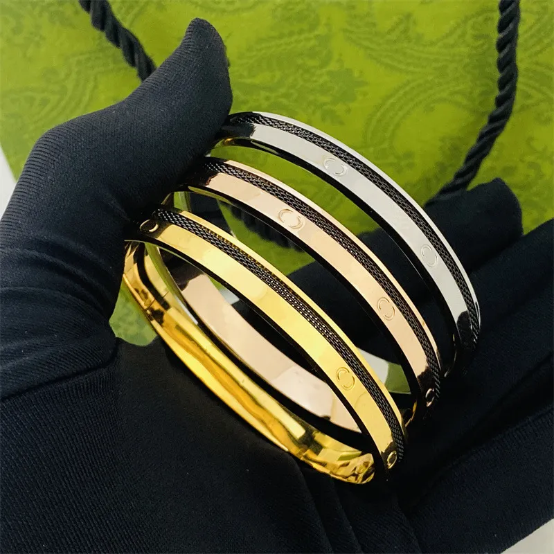 pulseiras de ouro rosa para mulheres designer pulseira bangle jóias designers beisebol preto rede mão corda unisex titânio aço fa288V