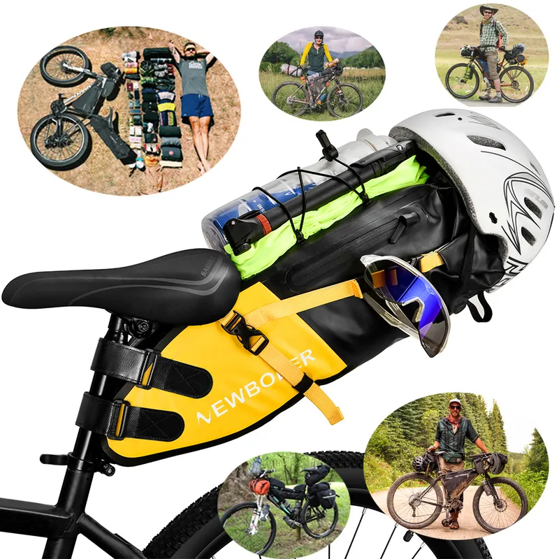 BOLER vélo étanche 13L grande capacité vélo cyclisme pliable queue arrière sac route coffre Bikepacking 220728