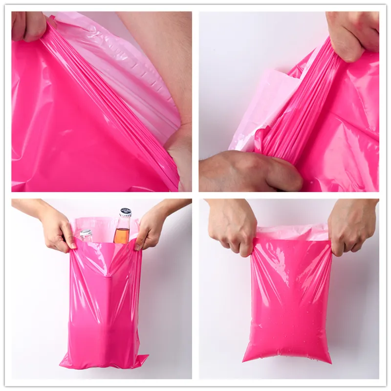 50 pezzi stampa corriere rosa sacchetto di immagazzinaggio adesivo autosigillante plastica poly lope Mailer sacchetti postali postali personalizzazione 220704