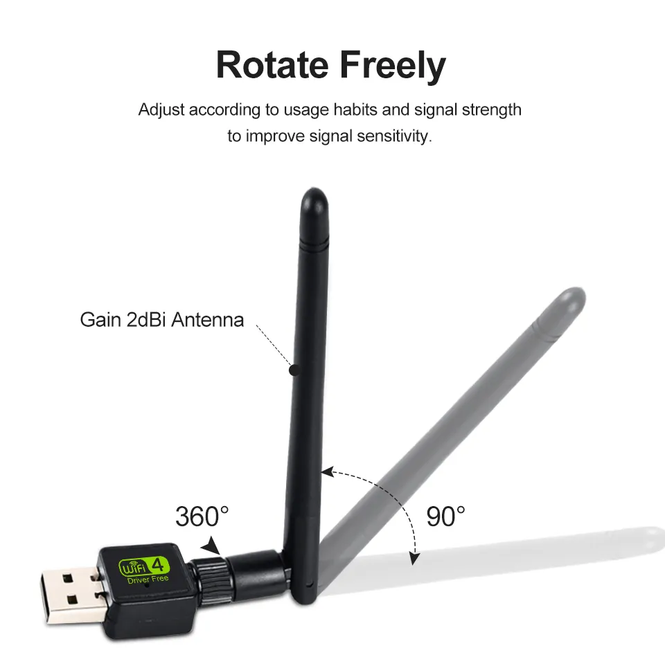 Wi-Fi искатели USB Adapter Andenna Card Ethernet WiFi Dongle Бесплатный драйвер для ПК Настольный ноутбук