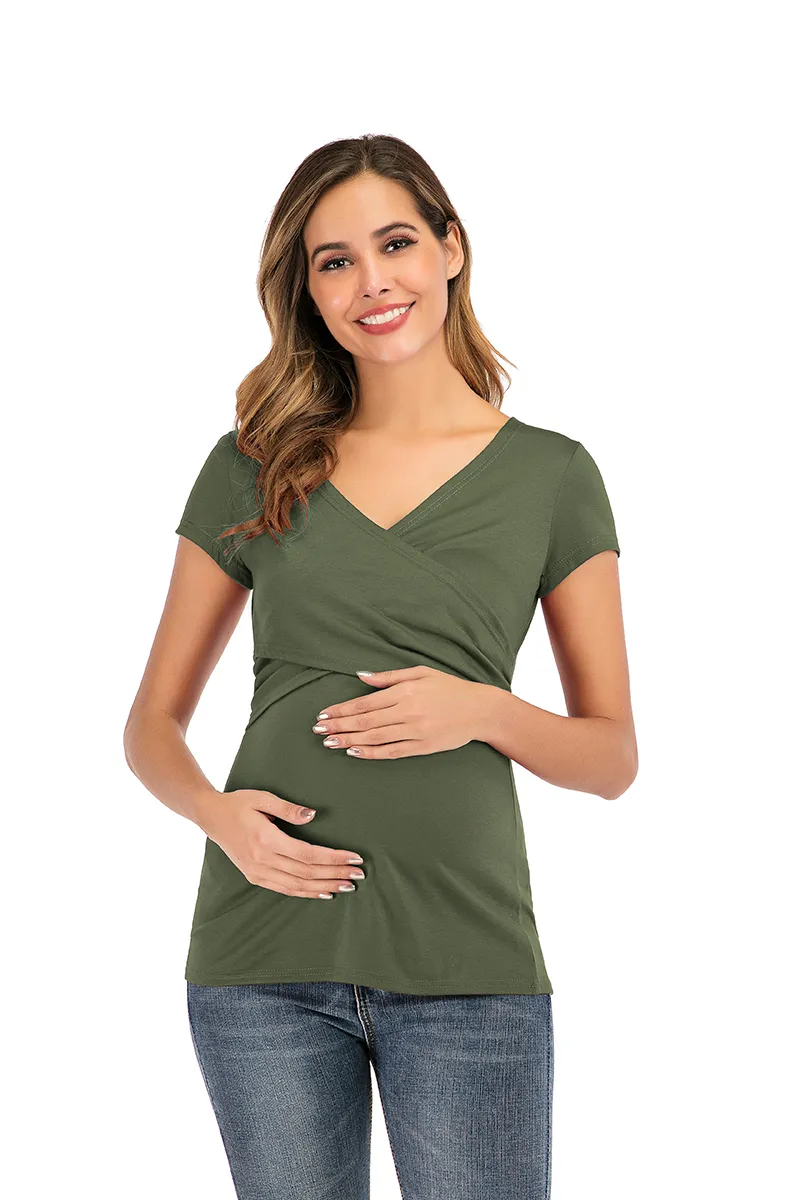 Maternity Tops Women's Comfy Short Sleeve Nursing Tunic Top for Breastfeeding T-Shirt Pregnant Pregnancy Womens Clothing Mom 220419