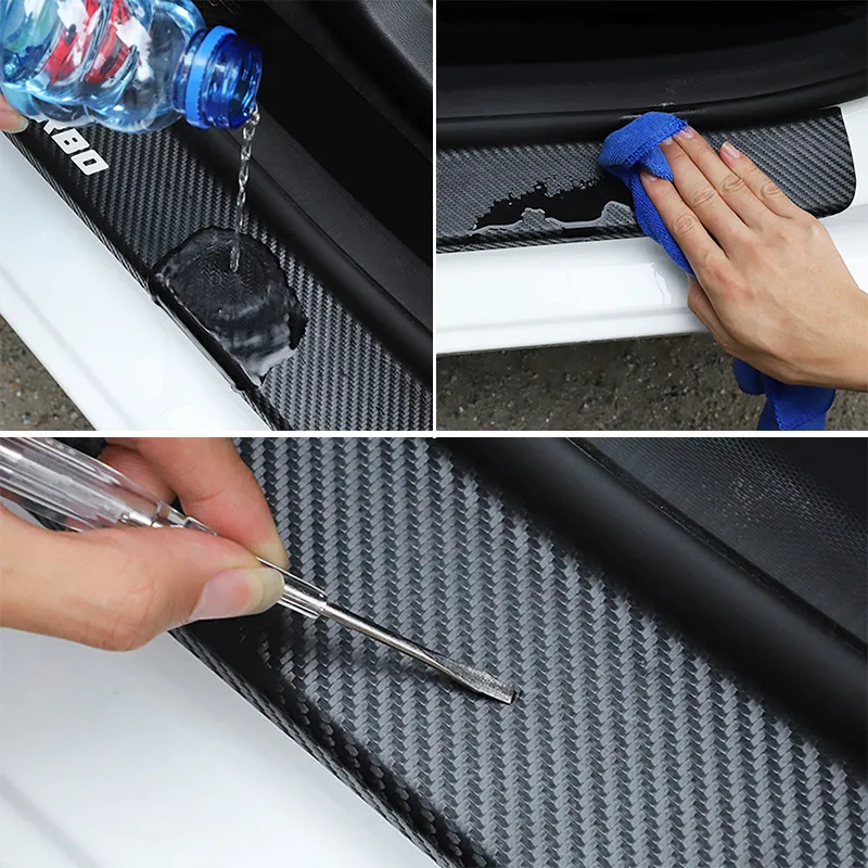 3D Koolstofvezel Auto Body Instaplijsten Protector Decals Stickers Voor A1 A3 8V 8P 8L S3 RS3 Sline A4 A5 A6 A7 A8 Q5 Accessoires8452403