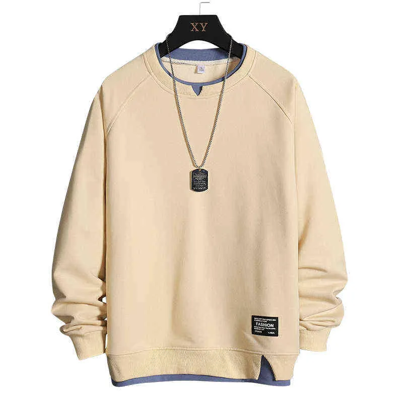 Men/Women Hoodies 2022 Spring New Sweatshirts Male Casual Fake Two Pieces Hoodies Men Solid Color Sweaters streetwear Tops L220801