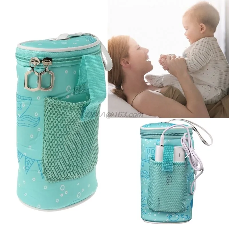 USB Baby Bottle Warmer Heater Insulated Bag Travel Cup Portable In Car Heaters Drink Warm Milk Thermostat Bag For Feed born 220512