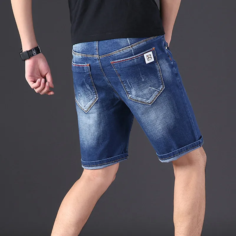 plus size 16XL 190KG men's denim shorts pants high elasticity waist summer shorts straight jeans high stretch blue large 220627