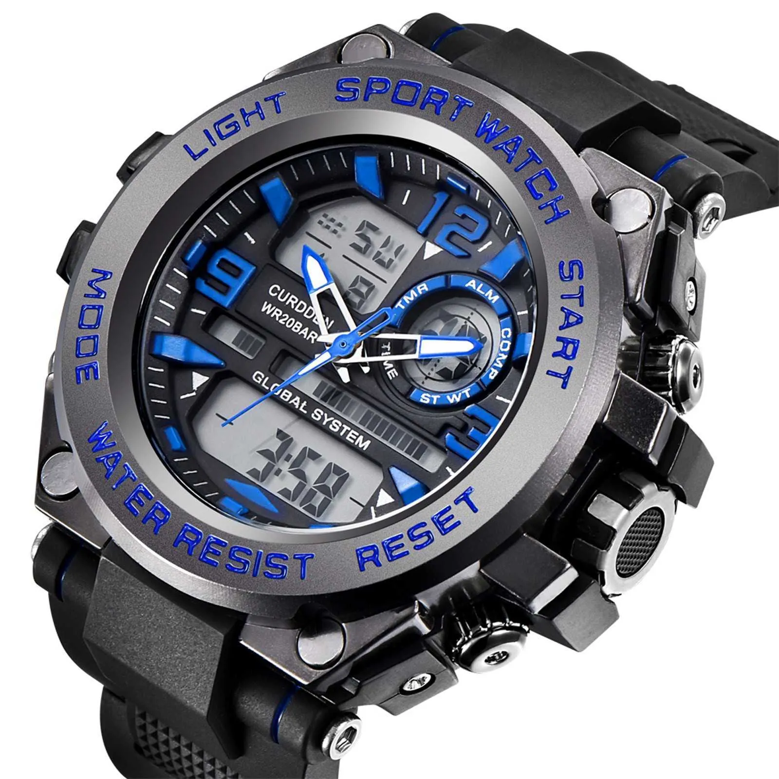 Zegarek elektroniczny LED zegar kwarcowy Sport dla męskich mody 30m Wodoodporny pasek żywicy zegarek