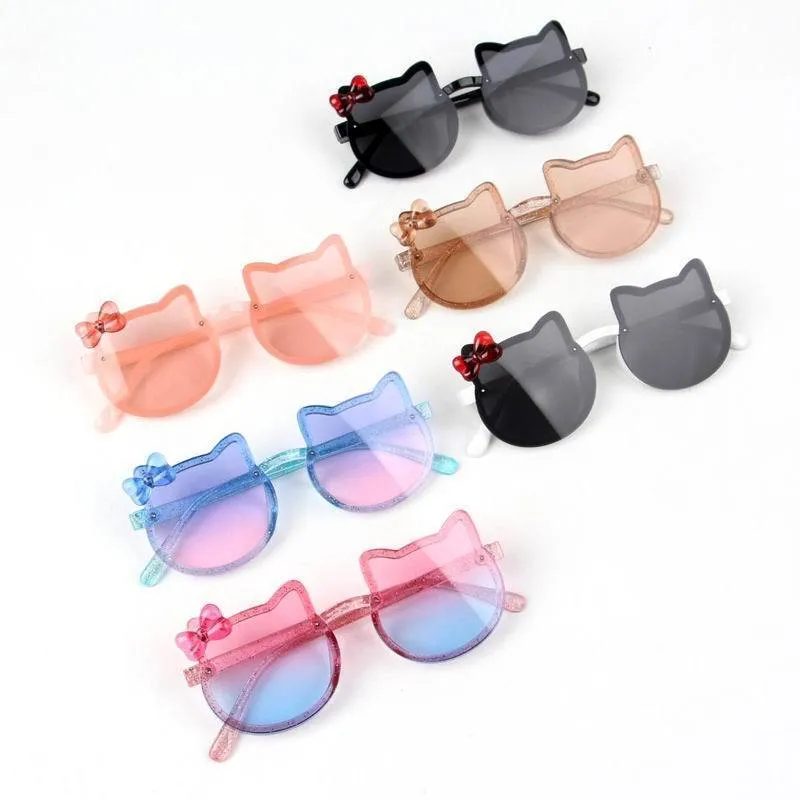 Elbru Bow Kitty Shape Children Glasses Sunglasses Profilidade para os olhos Proteção para os olhos Baby Cat Eye Fashion Glasses 220705