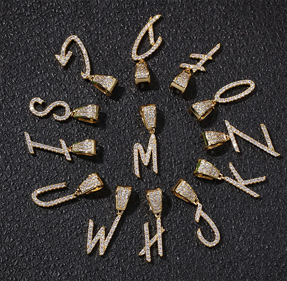 Goud Zilver A-Z Letters Hanger Kettingen Whos Initial Micro Letter Charm voor Mannen Vrouwen met 24 inch Touw chain196f