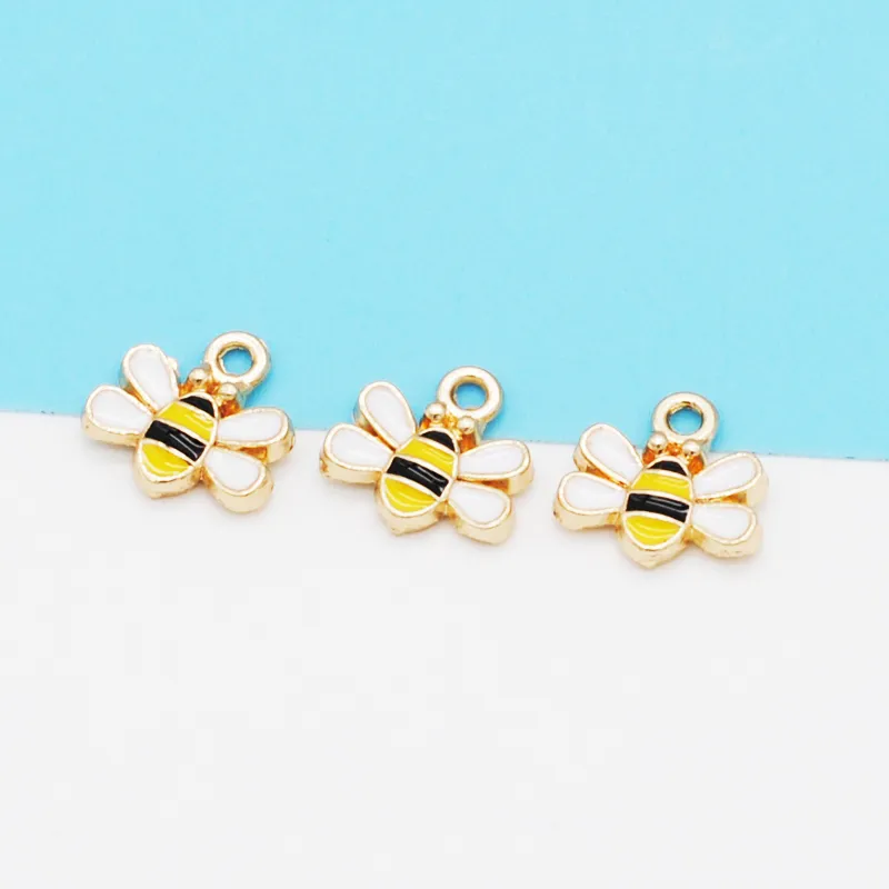 Zinklegierung Metal Niedliche Bienenform Emaille Charms Mode Ohrring Armband Anhänger 6617624