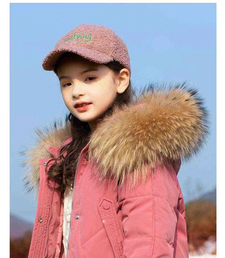 2022 Vinter barn överrockar tonåring flickor kläder mode varm jacka för små barn riktiga päls hoodie ytterkläder snöar j220718