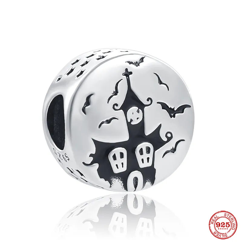 925 Sterling Silver Charm Caspita fai da te Halloween Skull Squisite perline perle Fit Fit Charms Bracciale Accessori gioielli fai -da -te 8036304