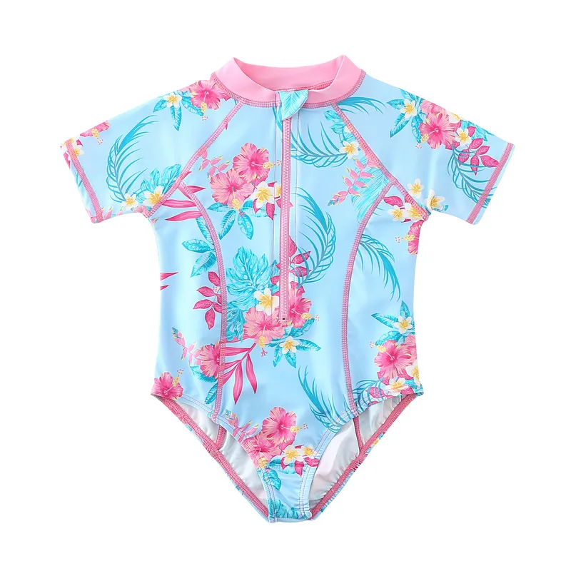 Ere Mayo Baskılı Bikini Sevimli Bebek Kız Mayo Kısa Kollu Bebek Yüzme Takım UPF50  SUNSUIT Çocuklar için 220426