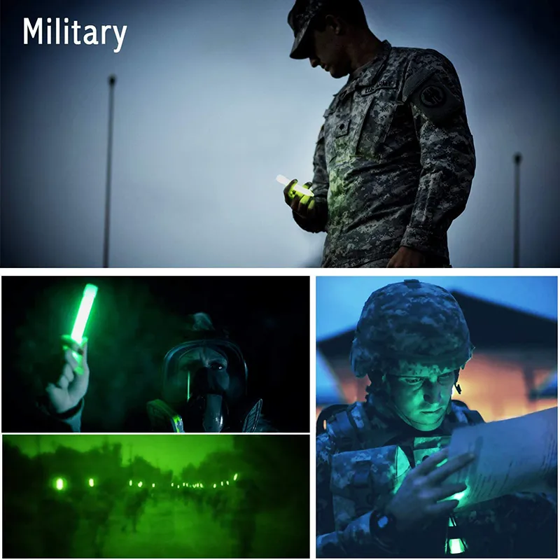 Glow Sticks 6 Ultra Bright Glow Stick Military Party Camping Emergency Lights Chemical Fluorescent Glowstick For Fishing 220527