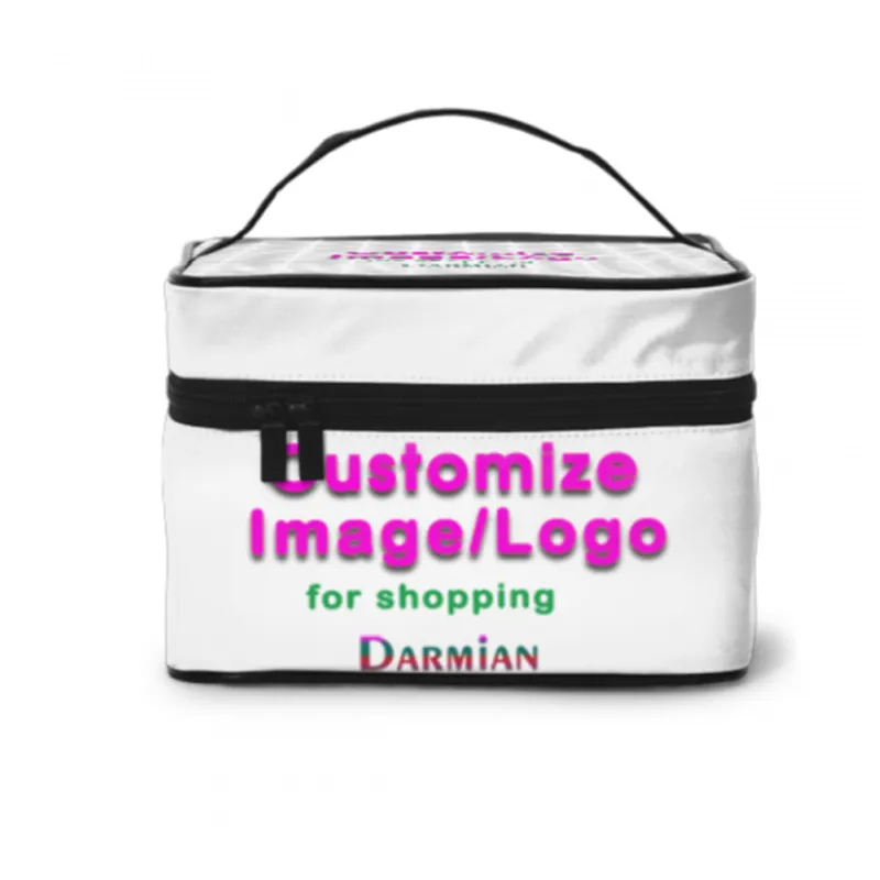 DARMIAN – sac de rangement de cosmétiques personnalisé pour femmes, pochettes imprimées de nom personnel pour boîte de toilette en toile Portable, Drop 220707