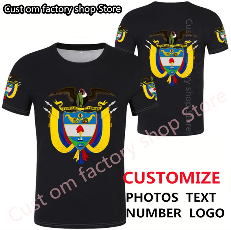 كولومبيا t قميص diy الشحن مخصص اسم رقم col t قميص علم الدولة co الاسبانية البلد طباعة p o 0 الملابس 220616