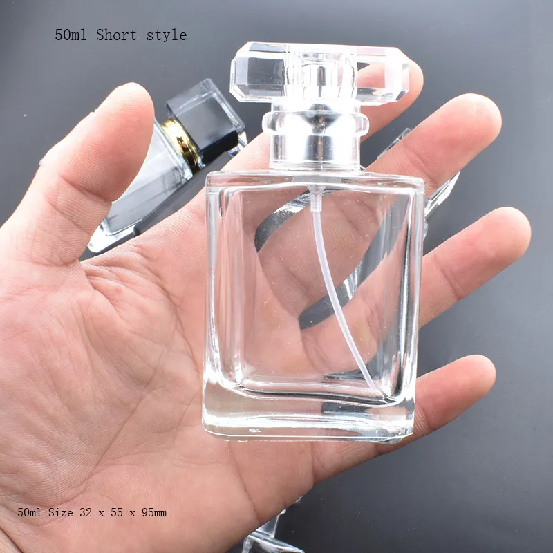 5 -stks 50 ml transparante zwarte parfumflessen Travel Pocket Glass Spray Flessen Lege flessen Mist Spray Bottle Dispenser Atomizer 220705