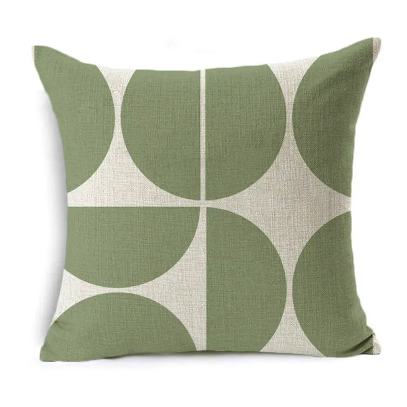 Morandi vert rayure géométrique housse de coussin 45x45cm lin décoratif taie d'oreiller canapé-lit plantes tropicales fleur taie d'oreiller 220816