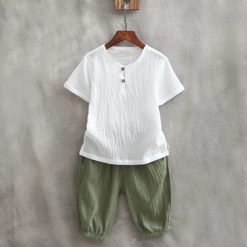 Baby Boys Clothes Set Kids Summer short sleeve tshirt Pants Suit Children Clothing set linen 220715