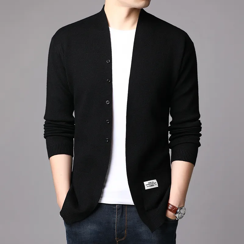 패션 mens 카디건 재킷 코트 스트리트웨어 트렌드 윈드 브레이커 가을 오버 코트 캐주얼 스웨터 재킷 남자 의류 검은 색 220817